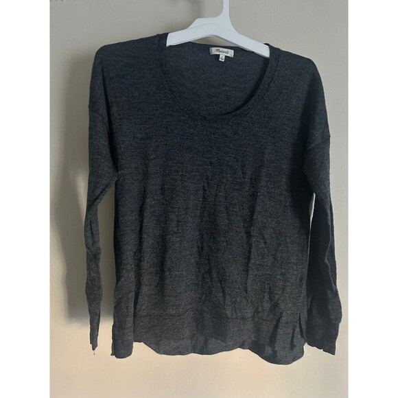 Madewell Womens Small Gray Pullover Top Sweater 100% Merino Wool Lightweight - Picture 1 of 6